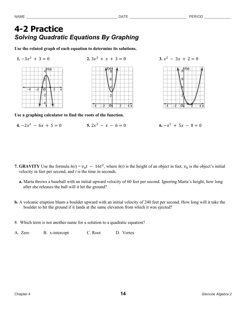 2 3 Practice Solving Quadratic Equations By Factoring Tessshebaylo