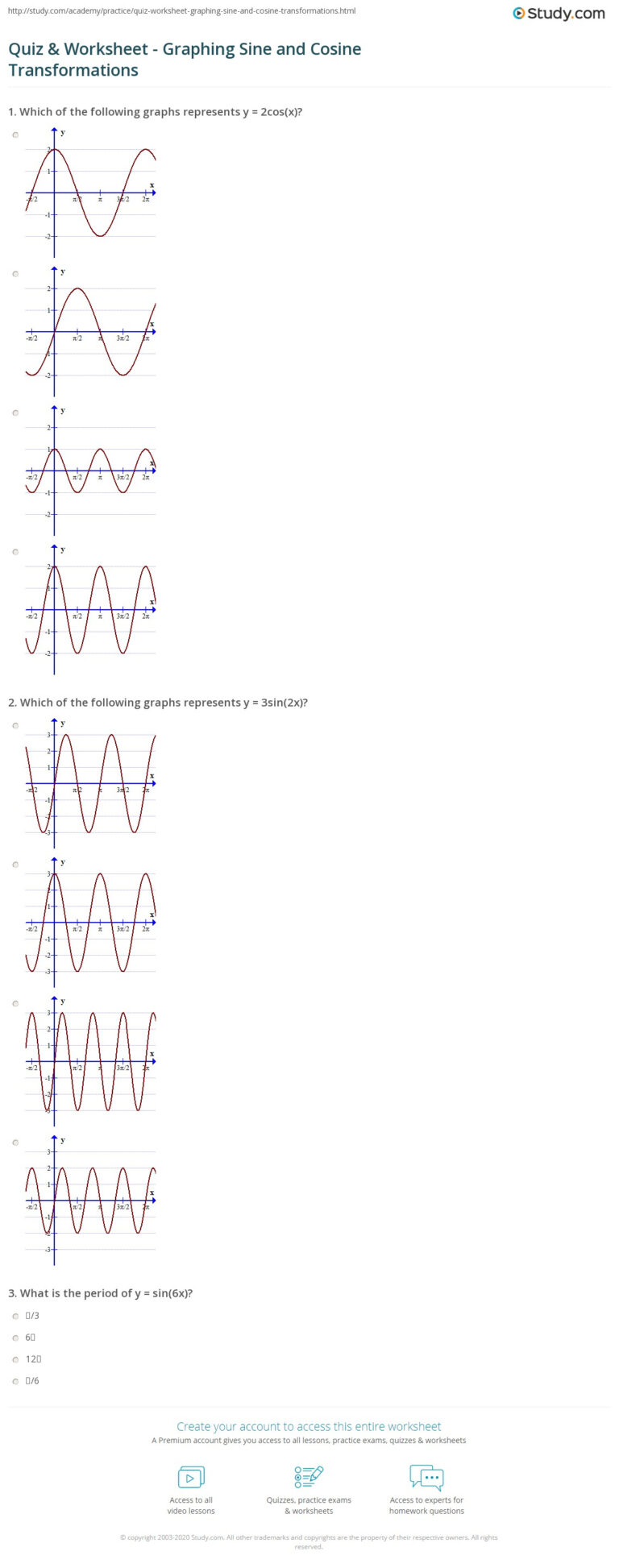 graphing sinusoidal functions worksheet – Function Worksheets