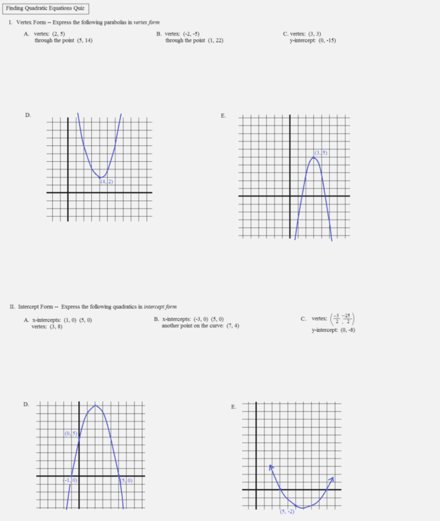 4 1 Graphing Quadratic Functions Worksheet Answer Key Function Worksheets