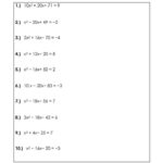 4 Worksheets For Solving Quadratic Equations Solving Quadratic