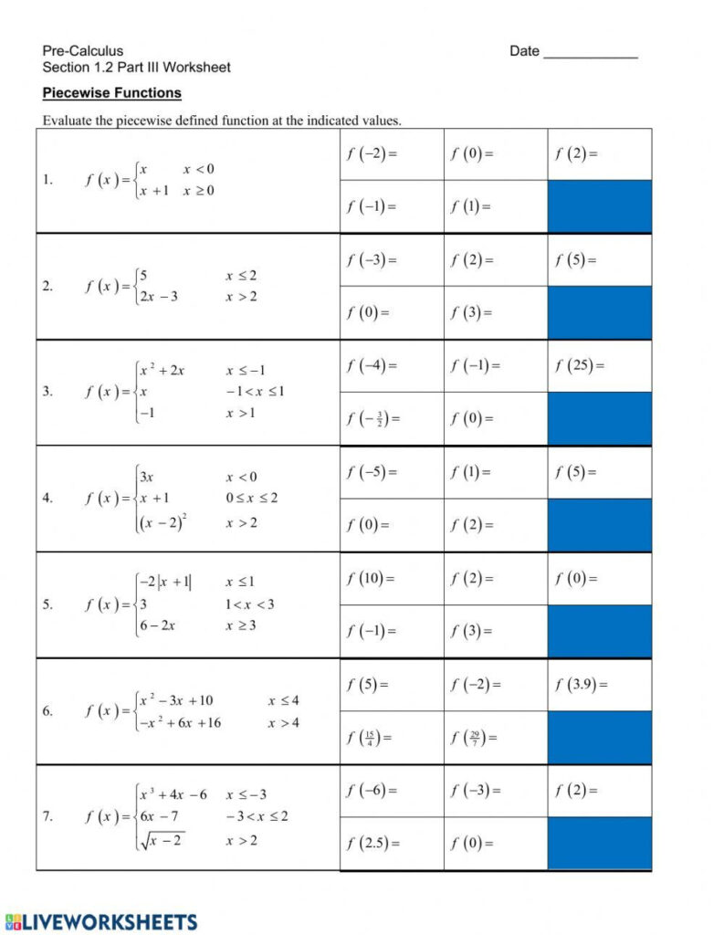 5 Fresh Worksheet Piecewise Functions Answers Countevery Vote Template