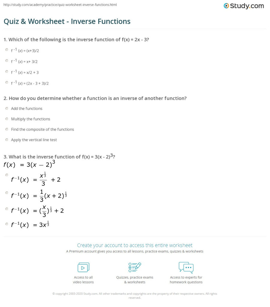 Algebra 2 Inverse Functions Worksheet Promotiontablecovers