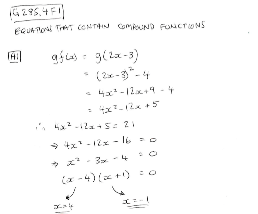 Equations With Composite Functions Worksheet With FULL Solutions 