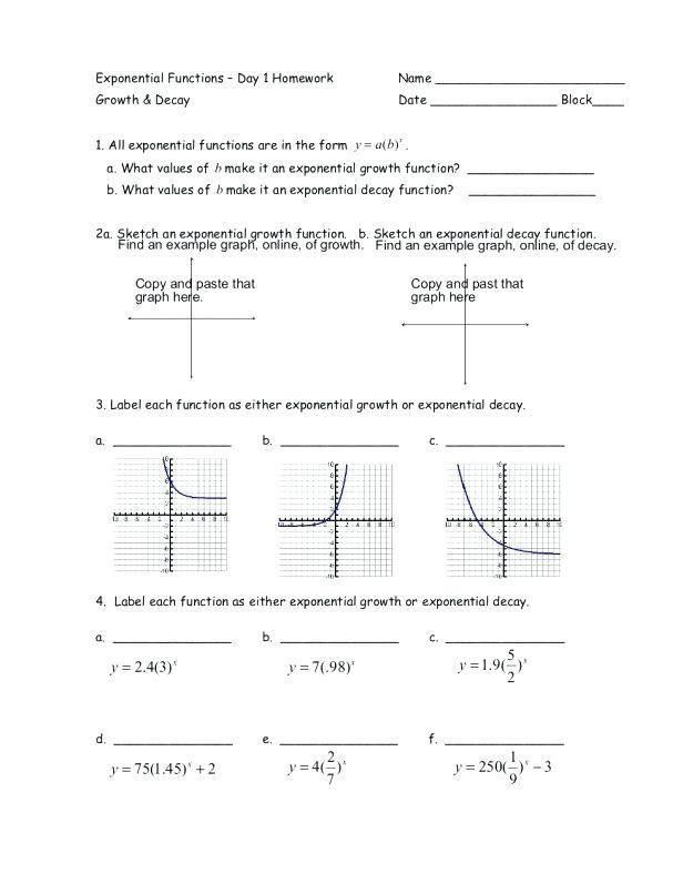 Exponential Functions Worksheet Answers Exponential Function Growth And 