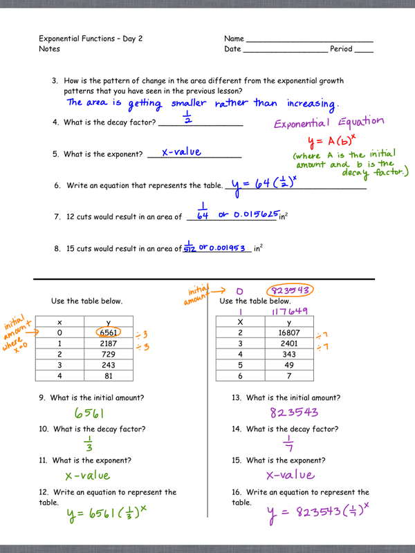 Exponential Notes Ms Ulrich s Algebra 1 Class