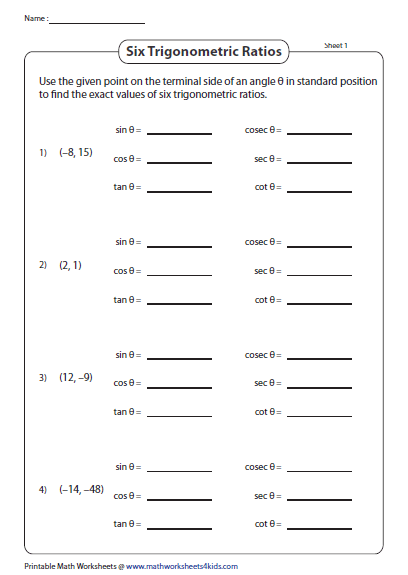 Find The Values Of The Six Trigonometric Functions Using Unit Circle 