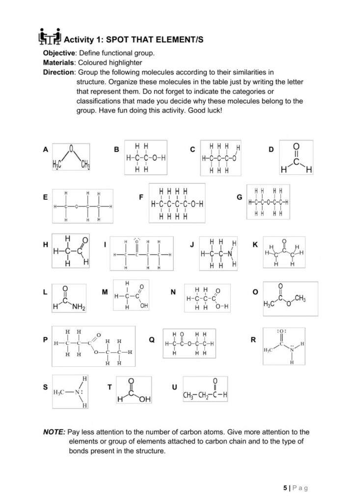 FUNCTIONAL GROUPS Organic Chemistry Worksheet