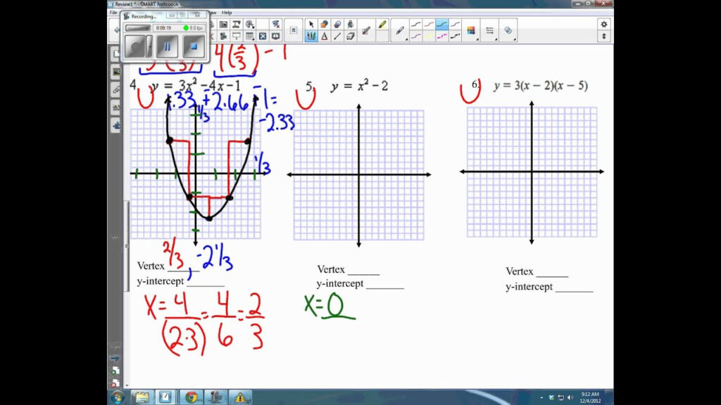 Graphing Answer Key For Quadratics Review Unit 5 YouTube