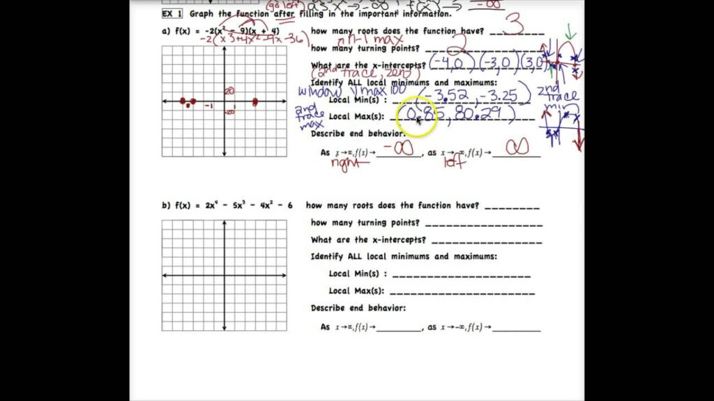 Graphing Polynomial Functions Worksheet With Answers Pdf Askworksheet
