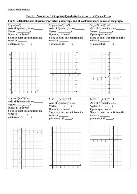 Graphing Quadratic Functions In Standard Form Worksheet 1 Rpdp Answers 