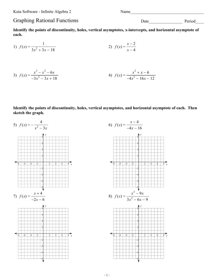 Graphing Rational Functions Worksheet 2 Answer Key Function Worksheets