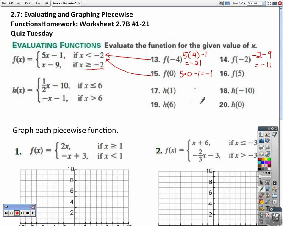 Honors Algebra 2 Piecewise Functions YouTube