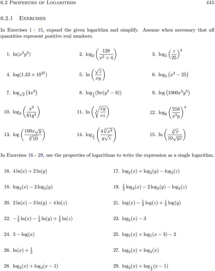 Logarithm Worksheet With Answers 6 2 Properties Of Logarithms Pdf Free 