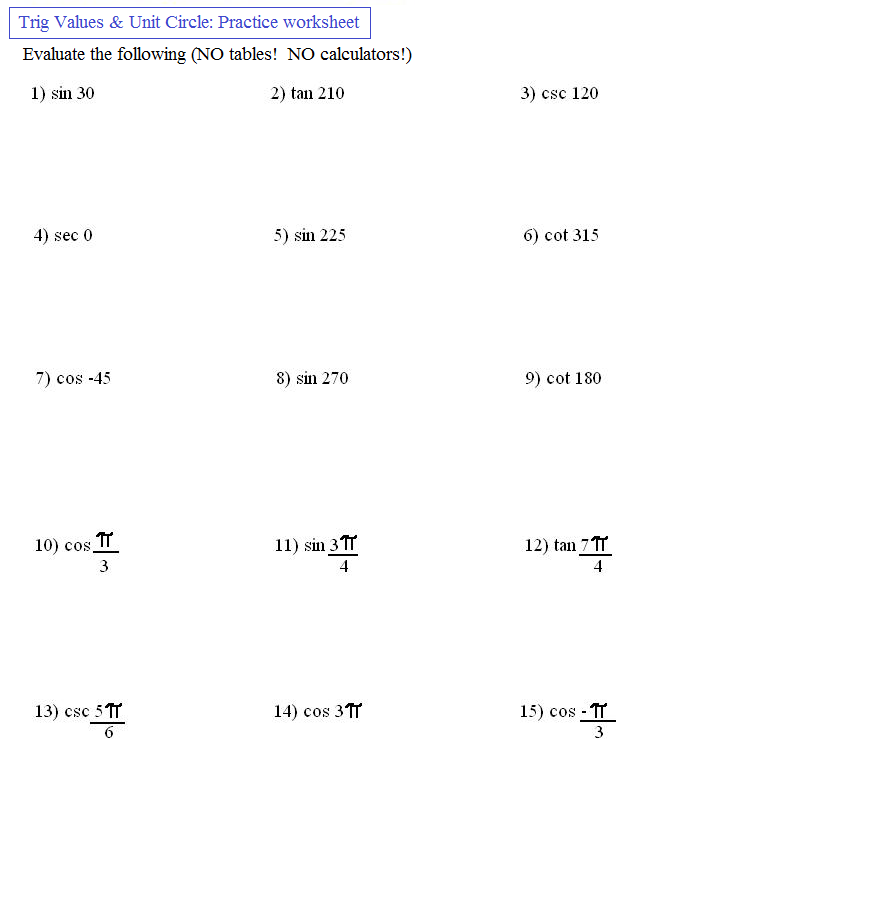 Math Plane Unit Circle And Trigonometry Measures