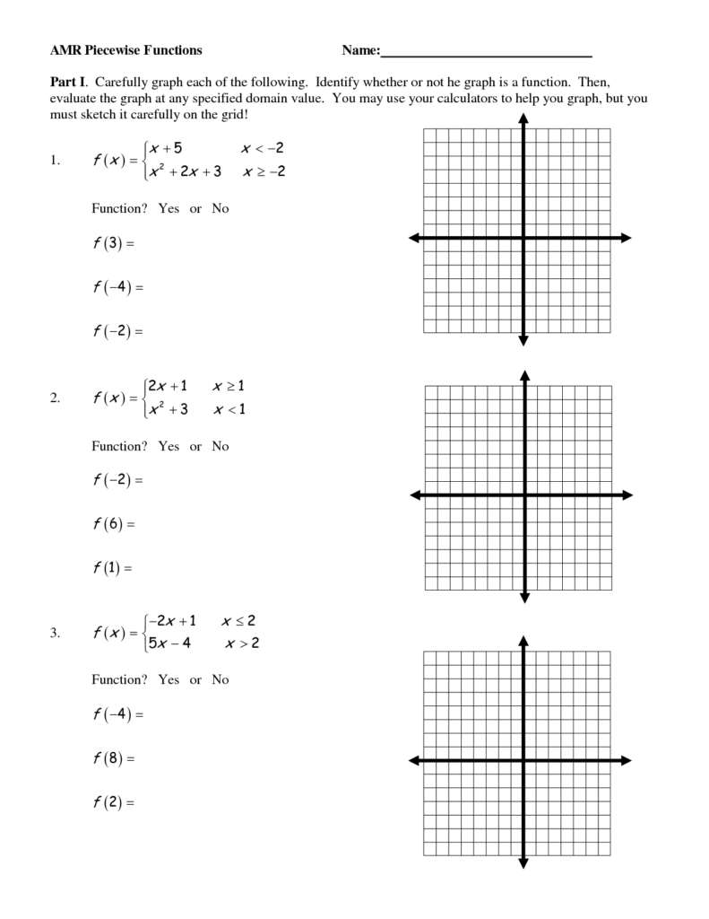 Piecewise Functions Evaluate Worksheet Answers Printable Worksheets 