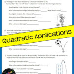 Quadratic Applications Worksheet Answers Worksheet