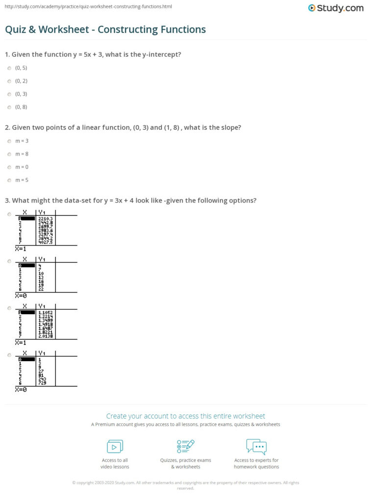 Quiz Worksheet Constructing Functions Study