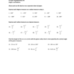 Scholarship Algebra II Name Circular Trig Worksheet 1 Angles And