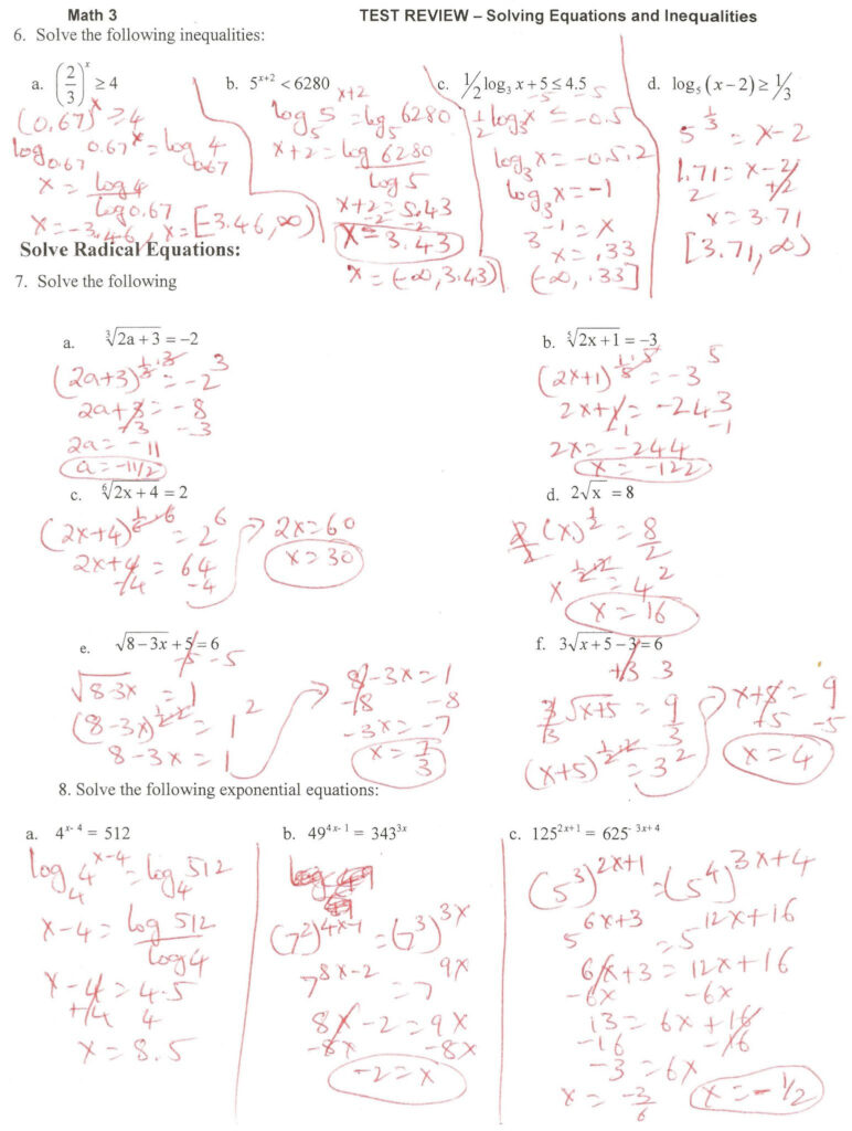 Solving Exponential Equations With Logarithms Worksheet Answers Db 