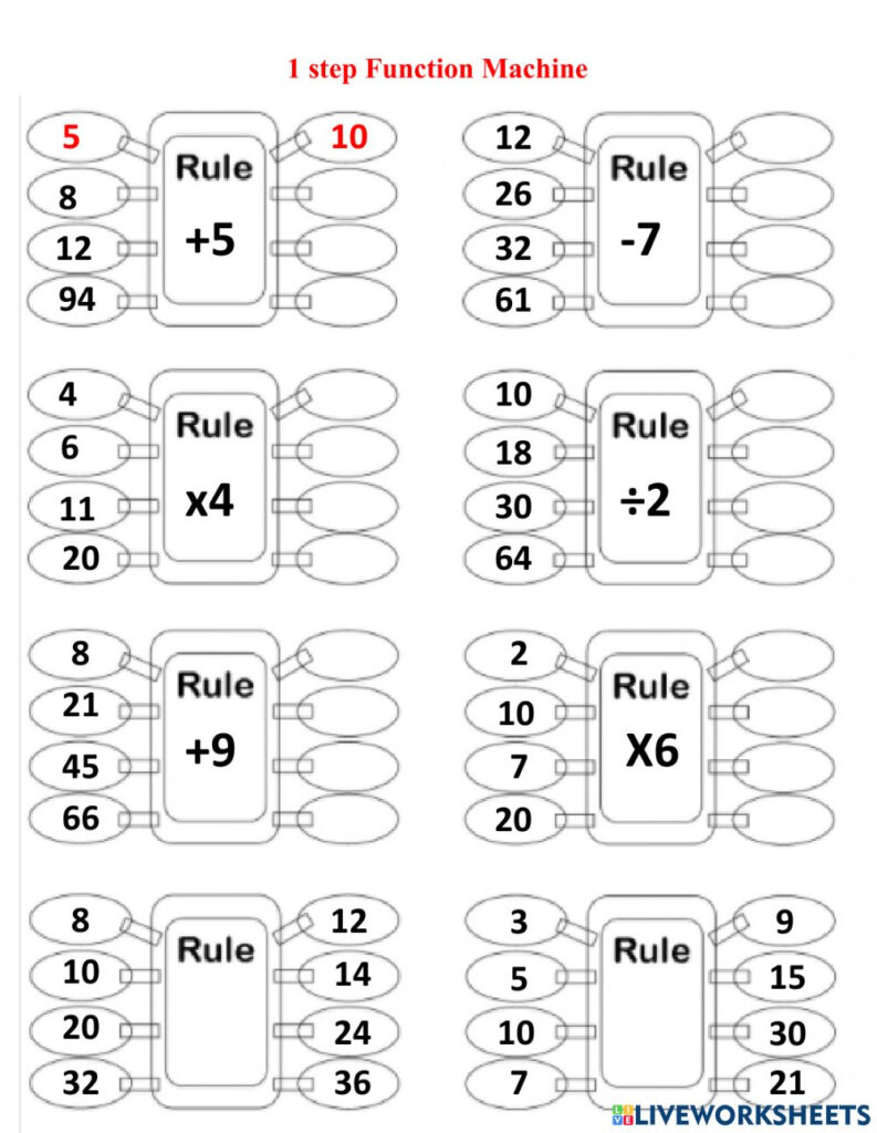 1 Step Function Machine Worksheet