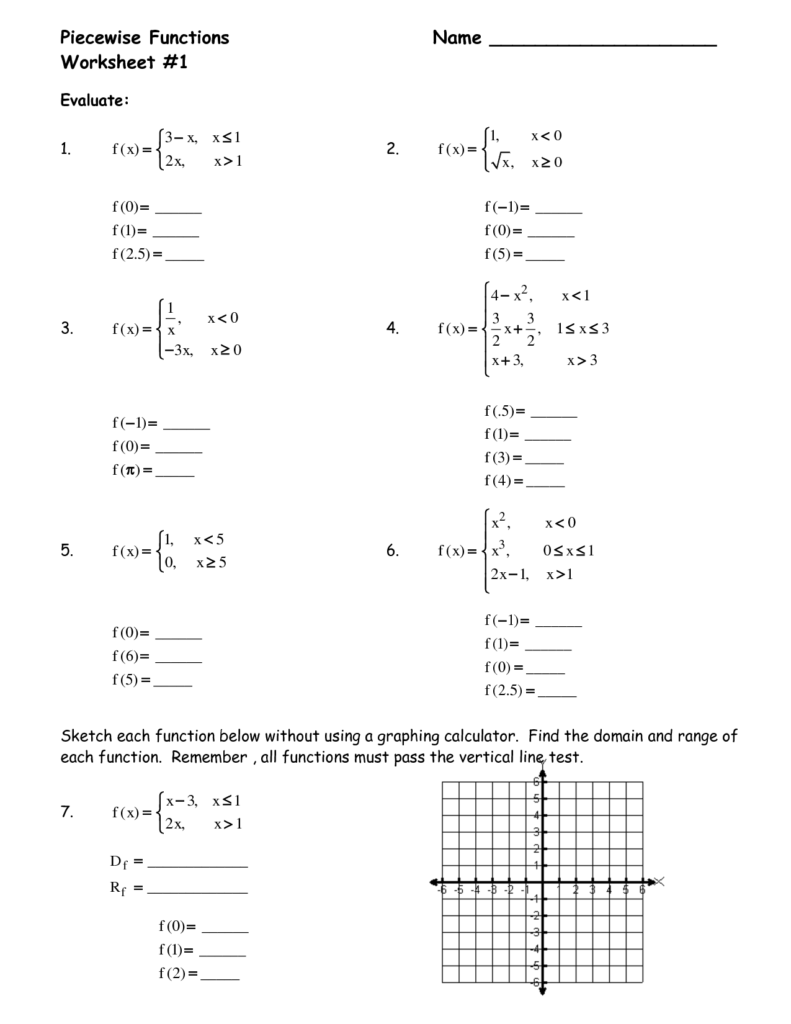 10 Algebra 2 Piecewise Function Worksheets Worksheeto