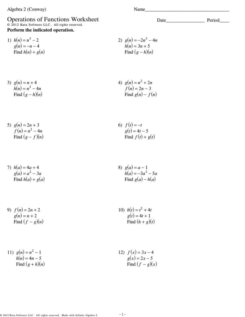 10 Functions Worksheet With Answers