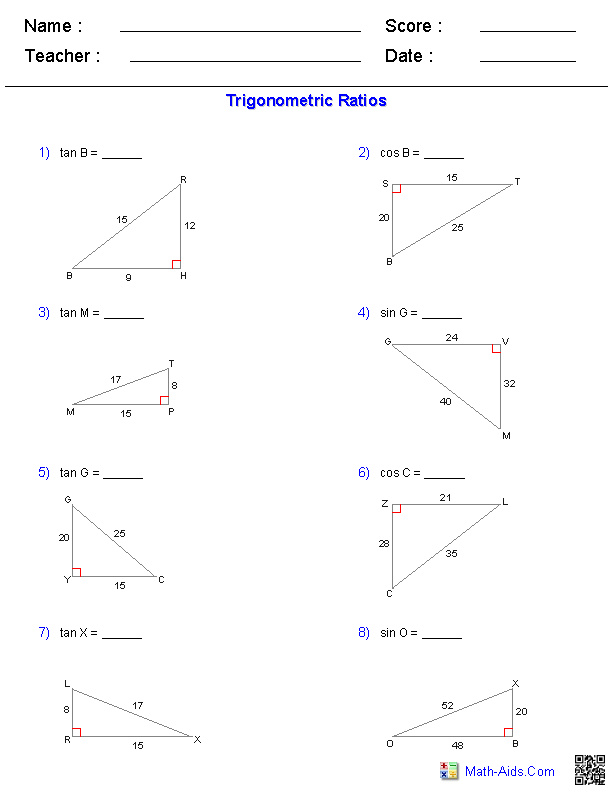 18 Trigonometry Worksheets And Answers PDF Worksheeto