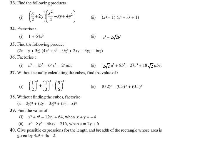 20 Polynomials Class 9 Worksheet Important Questions For Class 9 Maths 