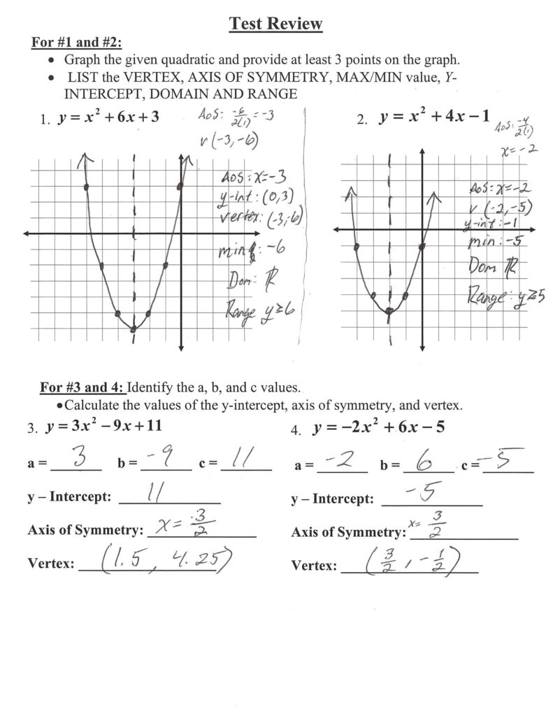 21 Beautiful Graphing Quadratics Review Worksheet Answers