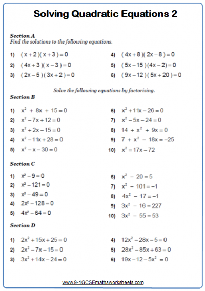 30 Solving Quadratic Equations Worksheet Support Worksheet