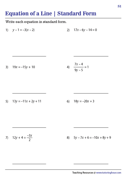 31 Standard Form Of A Linear Equation Worksheet Support Worksheet