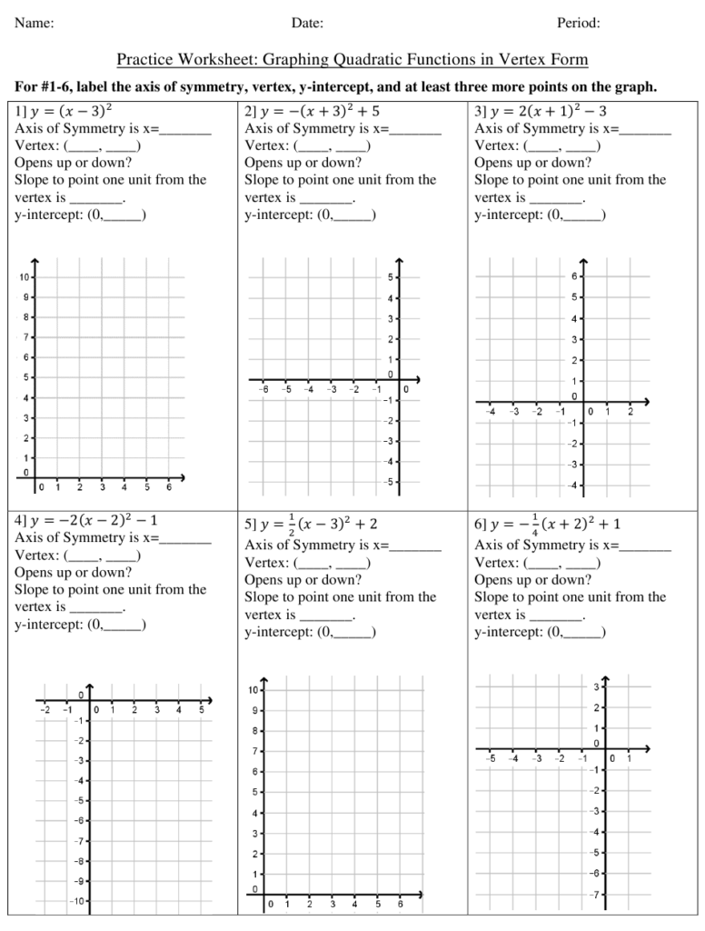 40 Graphing Quadratics In Vertex Form Worksheet Worksheet Master