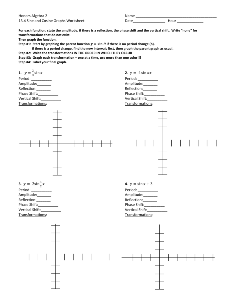 41 Graphing Sine And Cosine Functions Worksheet Answers Worksheet Master