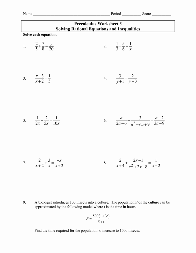 50 Solving Rational Inequalities Worksheet Chessmuseum Template Library