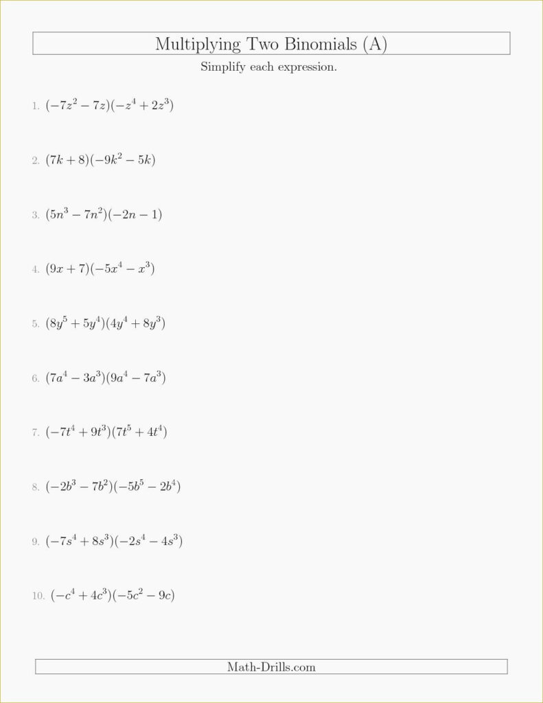 Adding And Subtracting Polynomials Worksheet With Answer Key Pdf