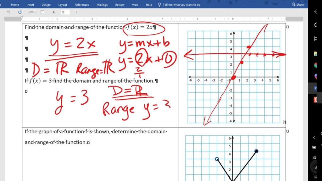 Algebra 1 Lesson 82 Domain And Range YouTube