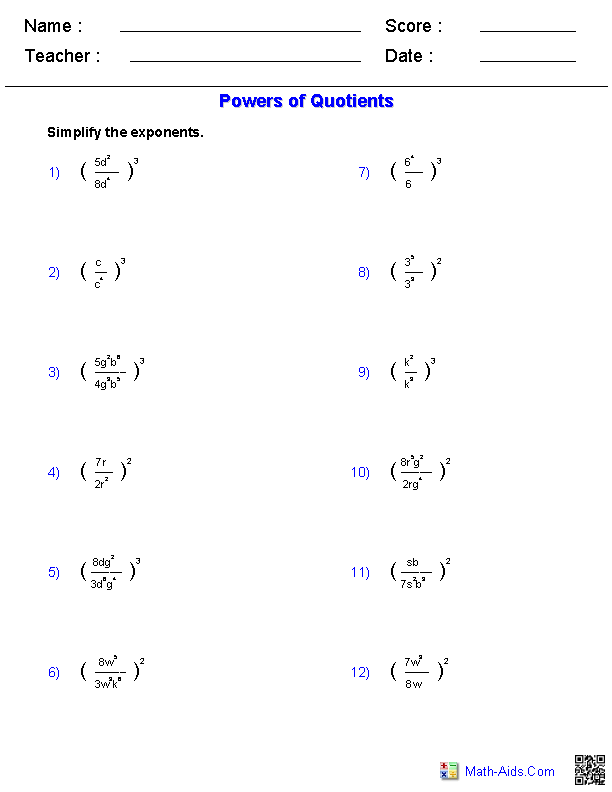 Algebra 1 Worksheets Exponents Worksheets Exponent Worksheets 