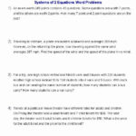 Algebra 2 Word Problems Worksheet New Systems Of Two Equations Word