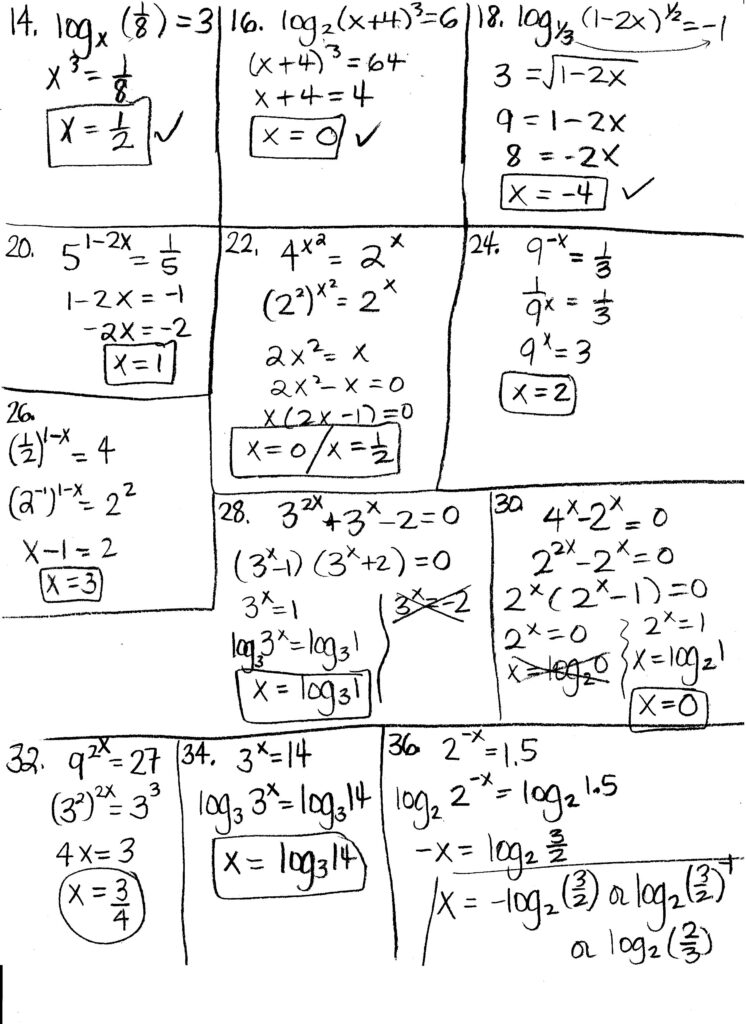 Answer Key Precalculus Worksheets With Answers Circuit Training 