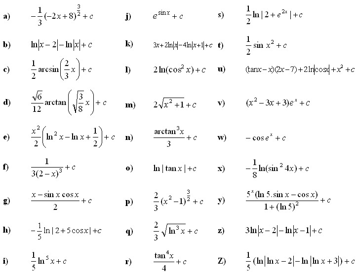 Answers To Math Exercises Math Problems Indefinite Integral Of A 