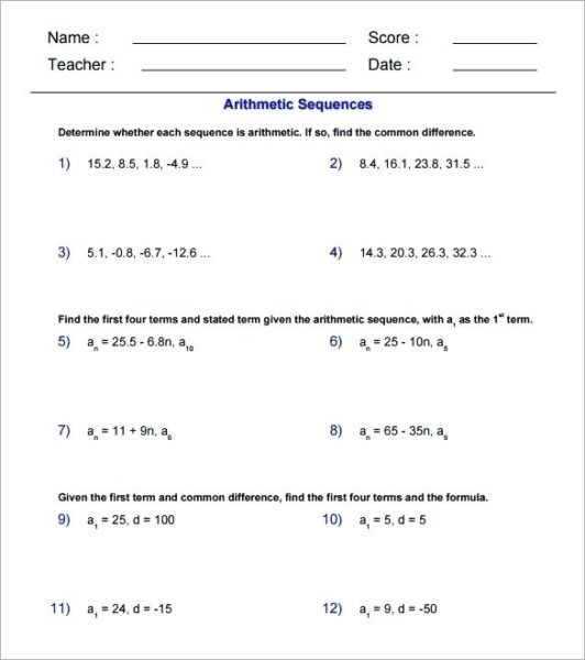 Arithmetic And Geometric Sequences Worksheet Geometric Sequences