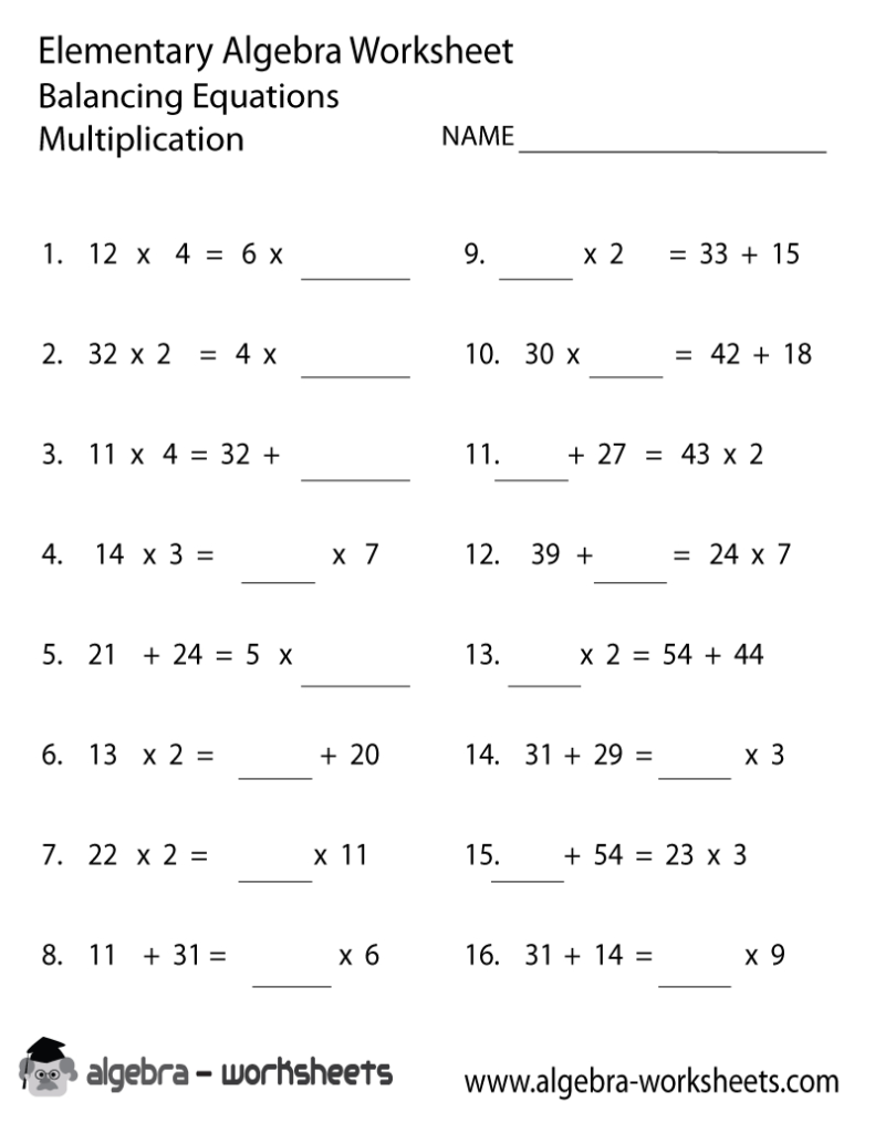 Basic Algebra Worksheets 9Th Grade Algebra Worksheets Free Printable 