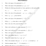 CBSE Class 9 Mental Maths Polynomials Worksheet