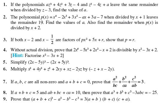 Class 9 Important Questions For Maths Polynomials Polynomials Math 