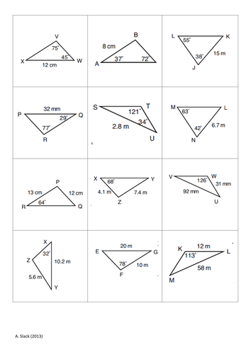 Class Sorting Sine Or Cosine Rule 1 pdf Math Geometry Sorting Teaching Resources