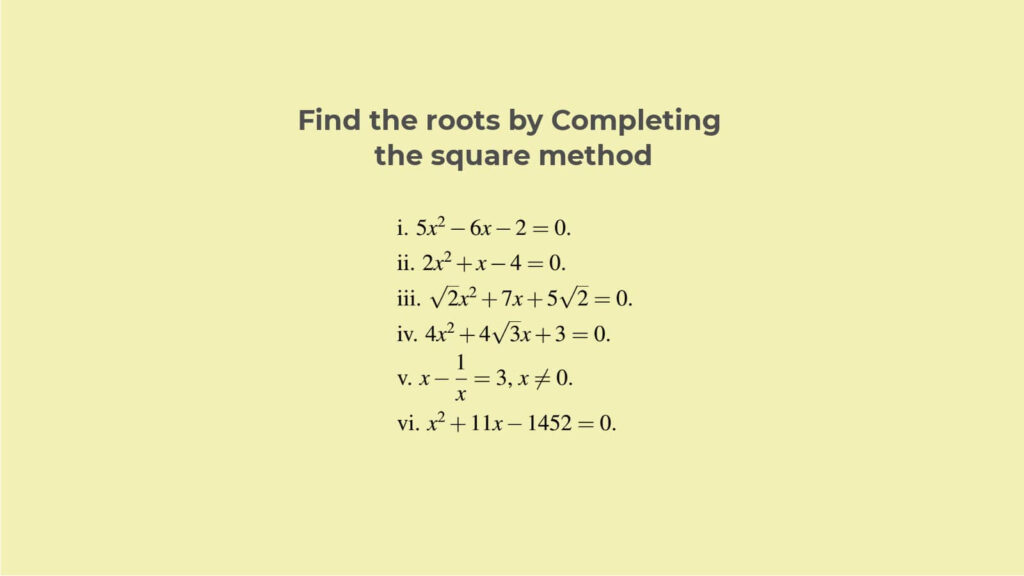 Completing The Square Method Quadratic Equation Class 10 NCERT