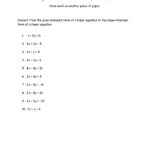 Convert Standard To Slope Intercept Form Worksheet