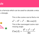 Cosine Rule GCSE Maths Steps Examples Worksheet