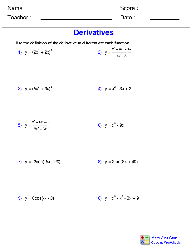 Derivatives Of Inverse Functions Worksheet Worksheet