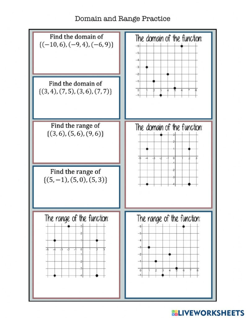 Domain And Range Practice Worksheet